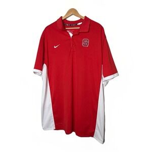 Team Issued Nike Dri-Fit NC State Wolfpack Red Performance Polo Shirt Men's XXL‎